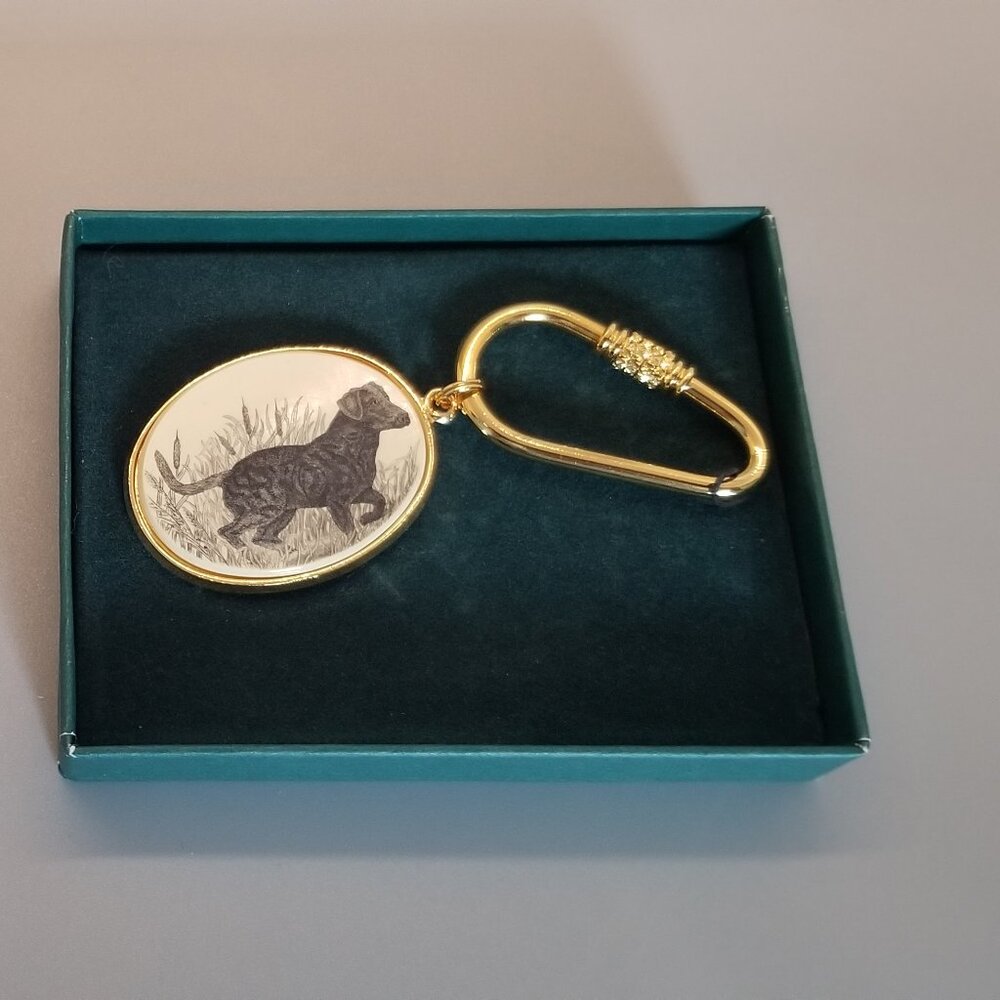 Beautiful vintage Barlow scrimshaw Labrador Retriever keychain